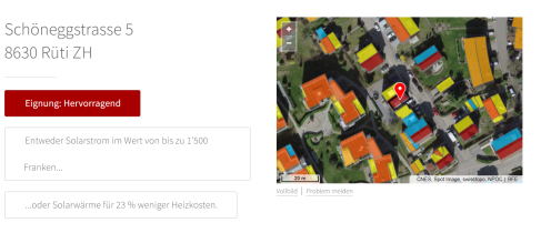 Lokalisierung Dach geeignet für PV-Anlage