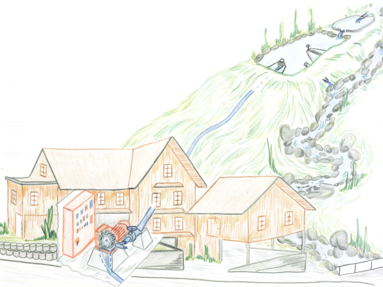 Skizze Neubau Wasserkraftwerk  